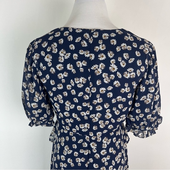 Lulus Anything Lovelier Navy Blue Floral Print Tiered Midi Dress Size S - Picture 8 of 10